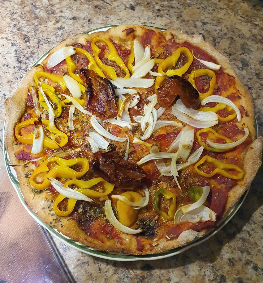 frisch gebackene Pizza